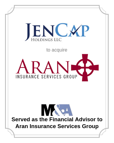 JenCap to acquire specialty insurance business Aran (August 20 2019)