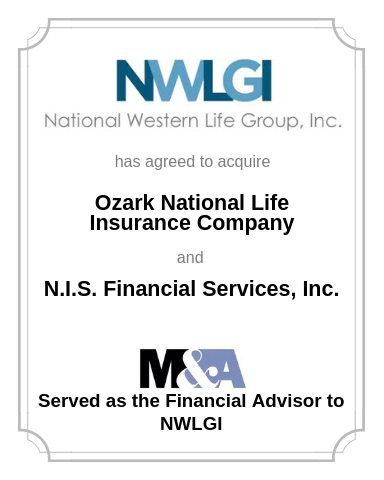 National Western Life Group, Inc. Announces Agreement to Acquire Ozark National Life Insurance Company (October 4 2018)
